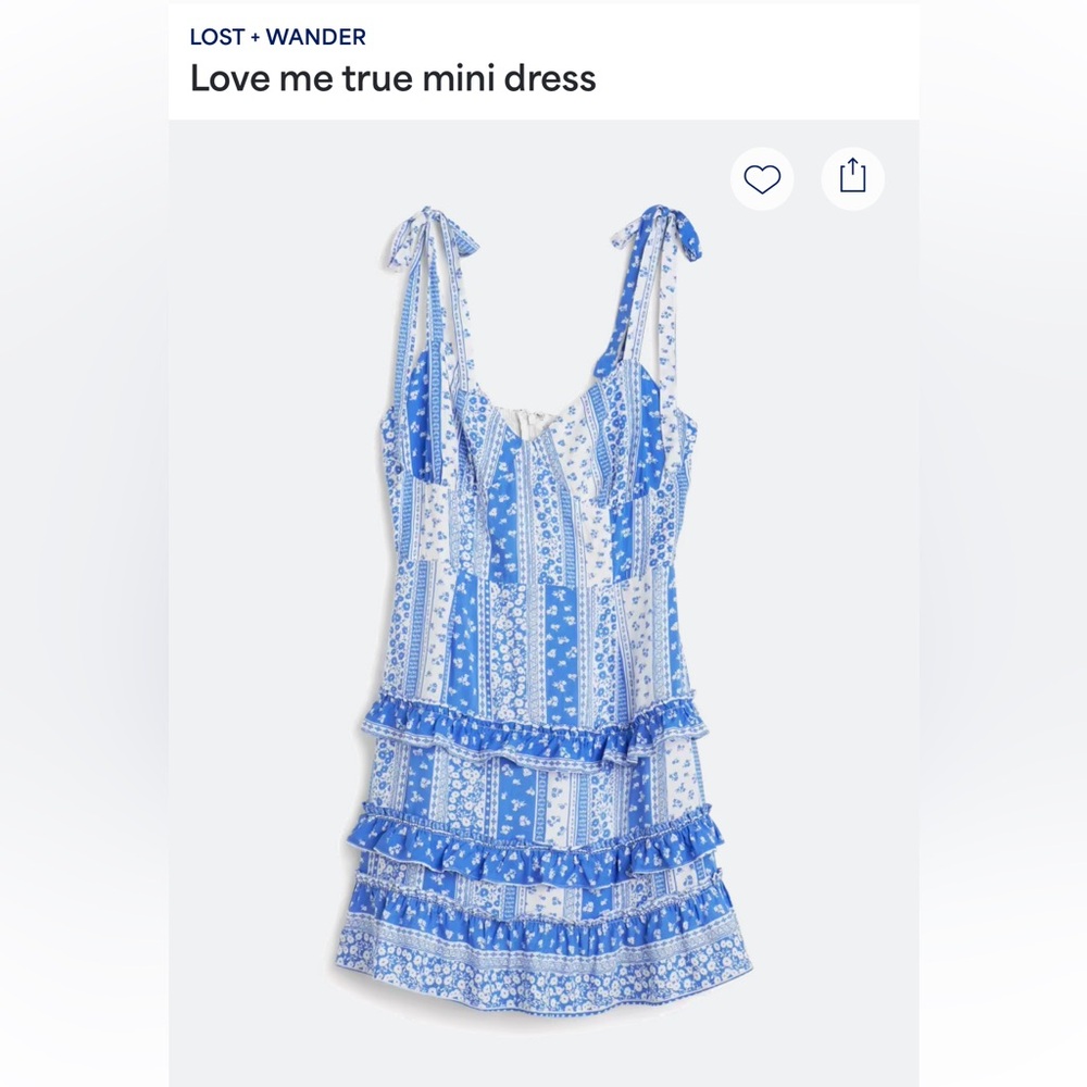 Lost + Wander Blue and White Sleeveless Sundress